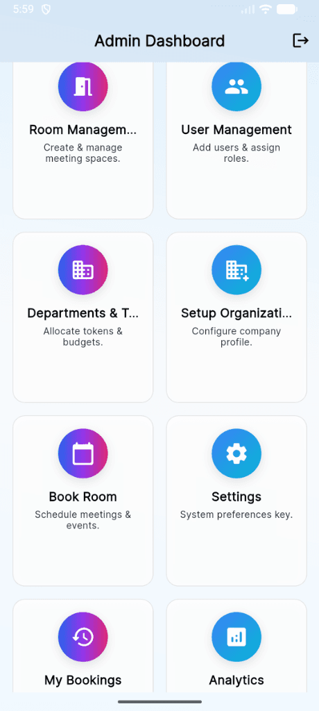 Admin Dashboard Interface